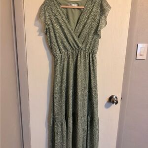 Elegant Green Floral Dress